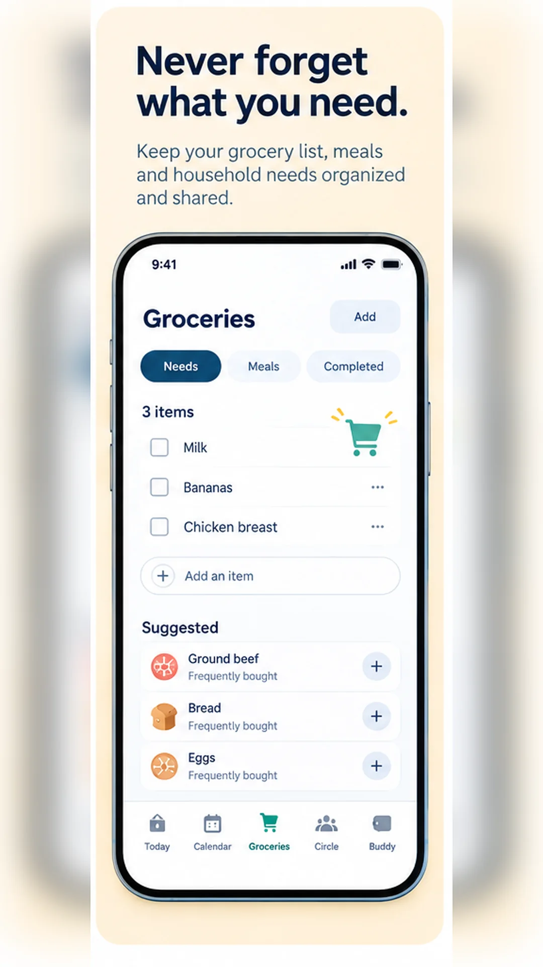 FamChord groceries screen.